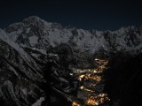 Night view of the valley of Courmayeur